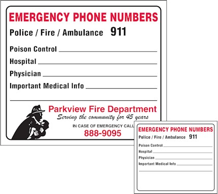 Images of our emergency numbers Refrigerator Magnet No. 372