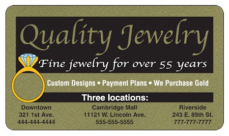 Images of our Custom Printed Business Cards No. 6218